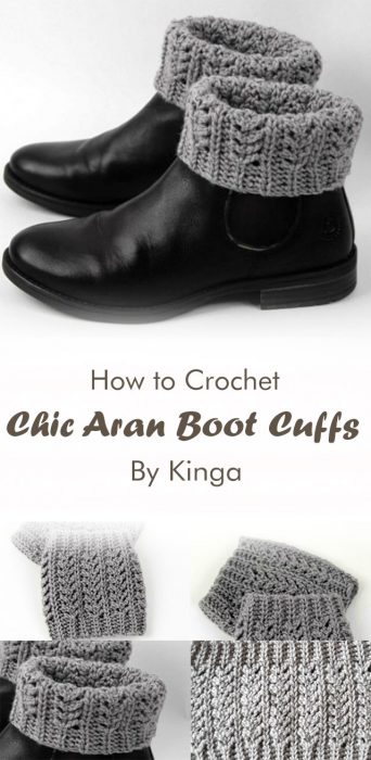 Chic Aran Boot Cuffs Crochet By Kinga