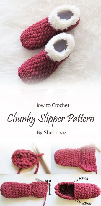 Free Chunky Crochet Slipper Pattern By Shehnaaz