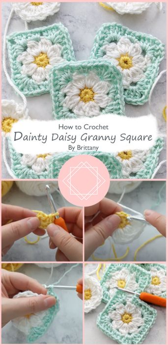 Dainty Daisy Granny Square Crochet By Brittany