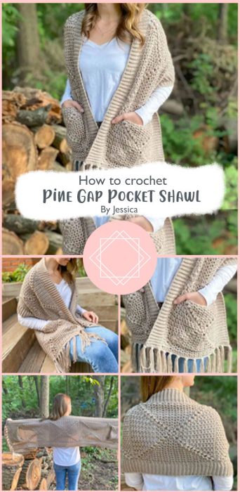 Pine Gap Pocket Shawl Crochet By Jessica