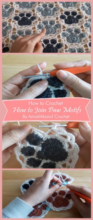 How to Join Paw Motifs By AmiaMikancl Crochet