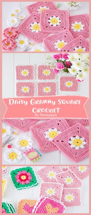 Daisy Granny Square Crochet By Redagape