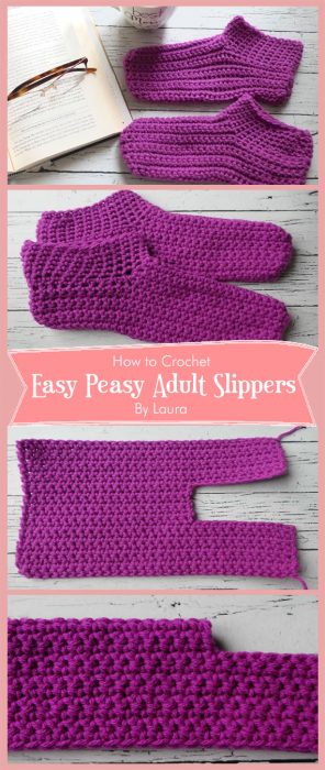 Easy Peasy Adult Crochet Slippers By Laura