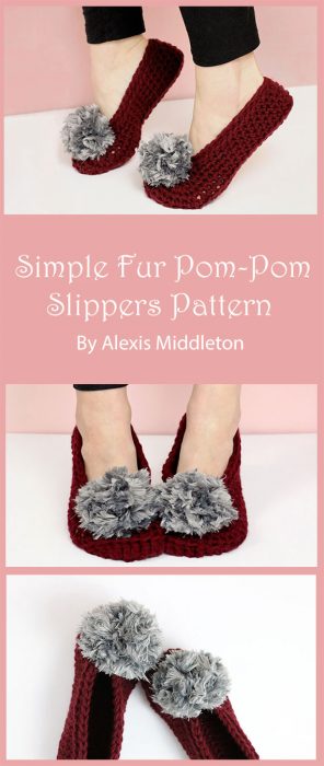 Simple Fur Pom-Pom Slippers Pattern By Alexis Middleton