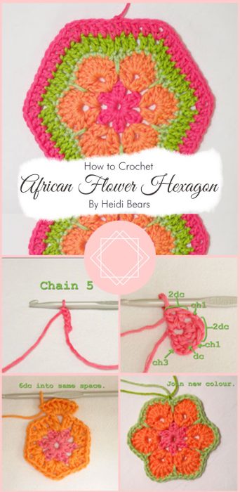 African Flower Hexagon By Heidi Bears