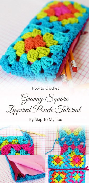 Crochet Granny Square Zippered Pouch Tutorial By Skip To My Lou