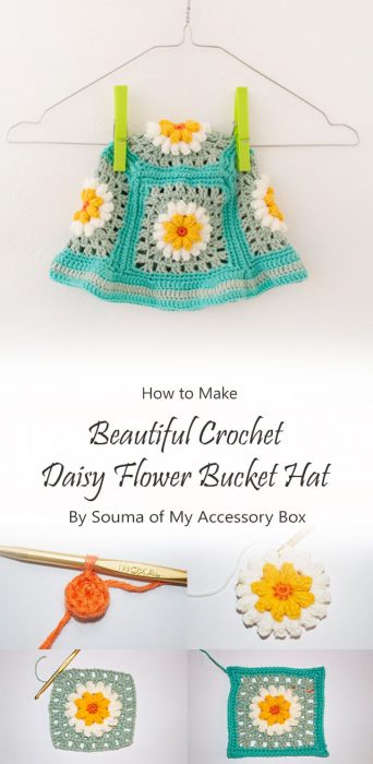 Beautiful Crochet Daisy Flower Bucket Hat By Souma of My Accessory Box