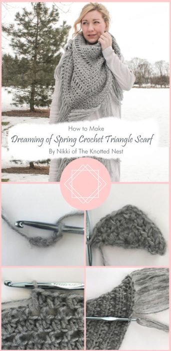 Dreaming of Spring Crochet Triangle Scarf By Nikki of The Knotted Nest