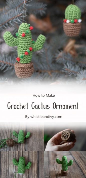 Crochet Cactus Ornament By whistleandivy.com