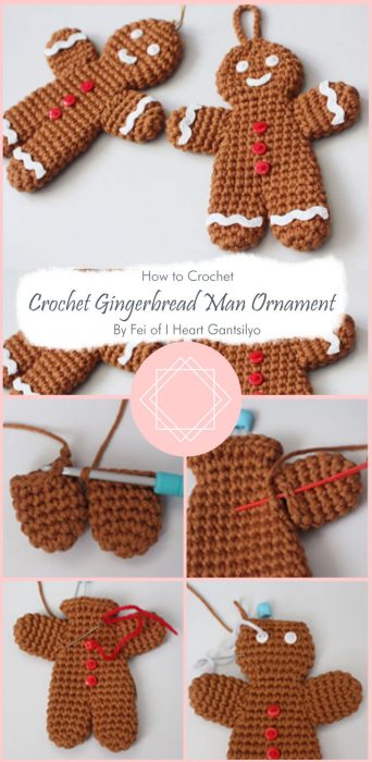 Crochet Gingerbread Man Ornament By Fei of I Heart Gantsilyo