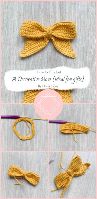 How to crochet a decorative bow (ideal for gifts) By Dora Does
