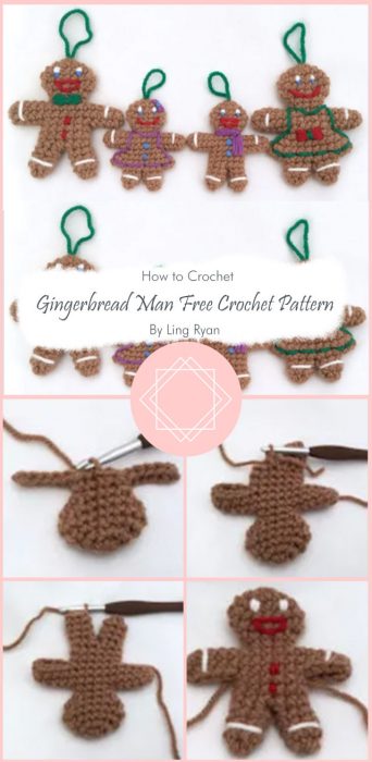 Gingerbread Man Free Crochet Pattern By Ling Ryan