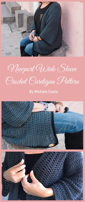 Newport Wide Sleeve Crochet Cardigan Pattern By Michele Costa