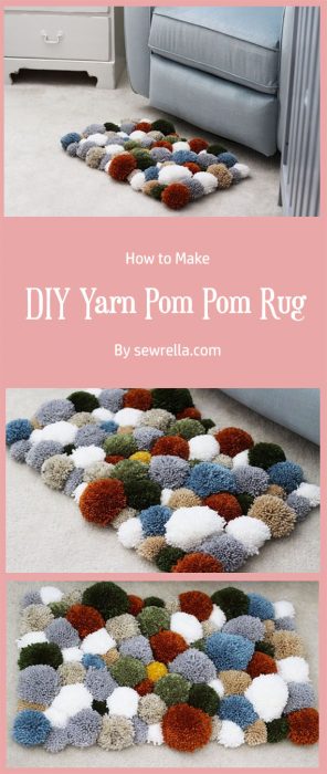 DIY Yarn Pom Pom Rug By sewrella.com