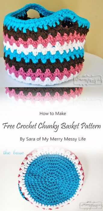 Free Crochet Chunky Basket Pattern By Sara of My Merry Messy Life