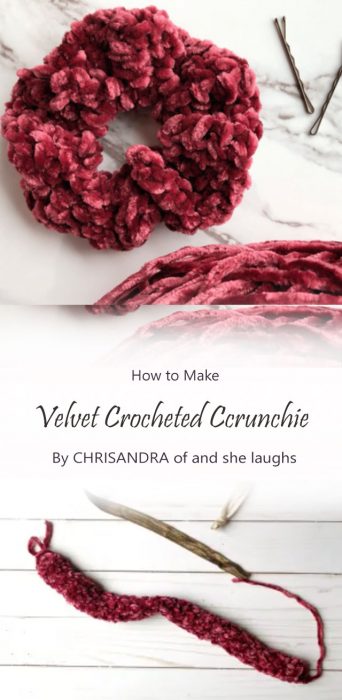 Velvet Crocheted Ccrunchie By CHRISANDRA of and she laughs