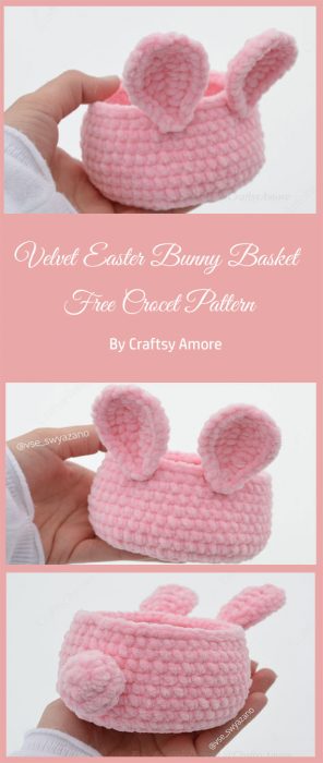 Velvet Easter Bunny Basket Free Crocet Pattern By Craftsy Amore