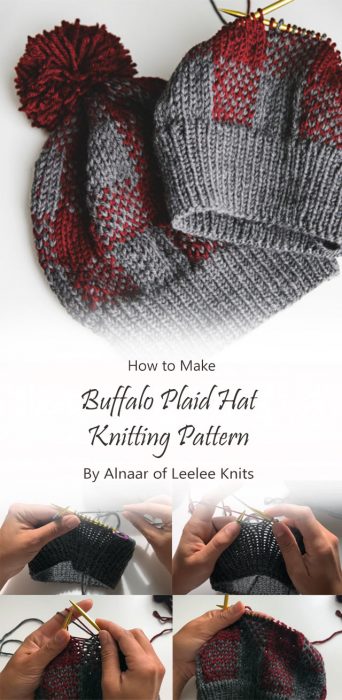 Buffalo Plaid Hat Knitting Pattern By Alnaar of Leelee Knits