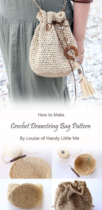 Crochet Drawstring Bag Pattern By Louise of Handy Little Me