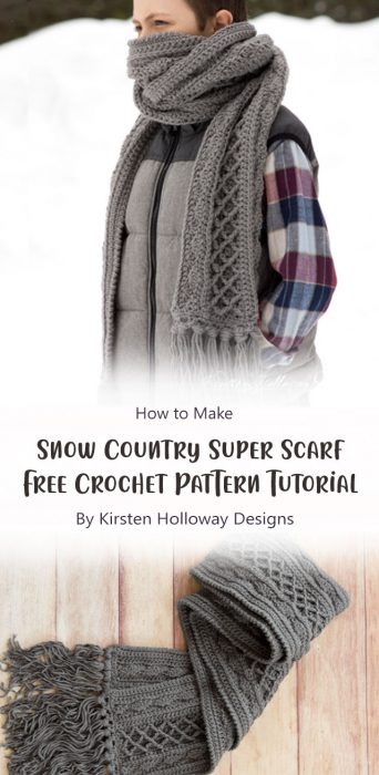 Snow Country Super Scarf Free Crochet Pattern Tutorial By Kirsten Holloway Designs