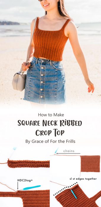 Square Neck Ribbed Crop Top By Grace of For the Frills