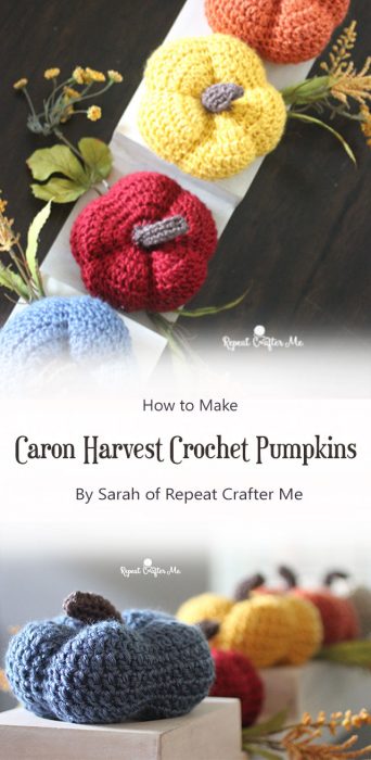 Caron Harvest Crochet Pumpkins By Sarah of Repeat Crafter Me