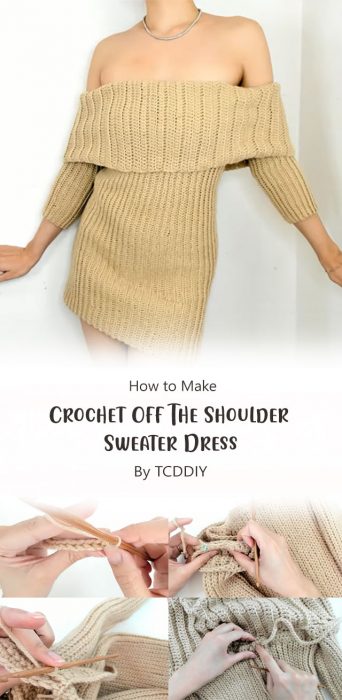 Crochet Off The Shoulder Sweater Dress By TCDDIY