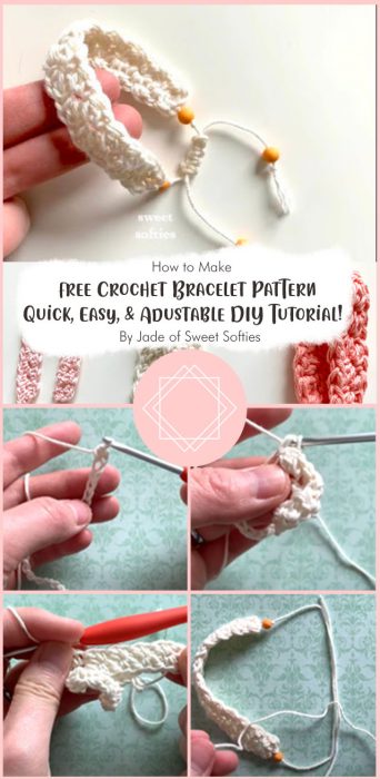 Free Crochet Bracelet Pattern · Quick, Easy, & Adustable DIY Tutorial! By Jade of Sweet Softies