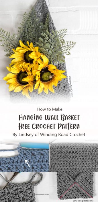 Hanging Wall Basket Free Crochet Pattern By Lindsey of Winding Road Crochet