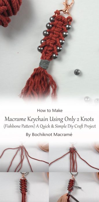How To Macrame Keychain Using Only 2 Knots (Fishbone Pattern) A Quick & Simple Diy Craft Project By Bochiknot Macramé