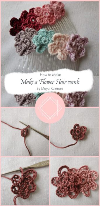 Make a Flower Hair comb - free flower pattern By Maya Kuzman