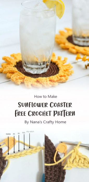 Sunflower Coaster Free Crochet Pattern By Nana’s Crafty Home
