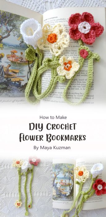 DIY Crochet Flower Bookmarks By Maya Kuzman