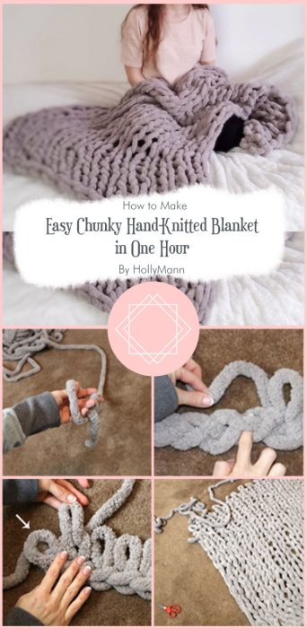 Easy Chunky Hand-Knitted Blanket in One Hour By HollyMann
