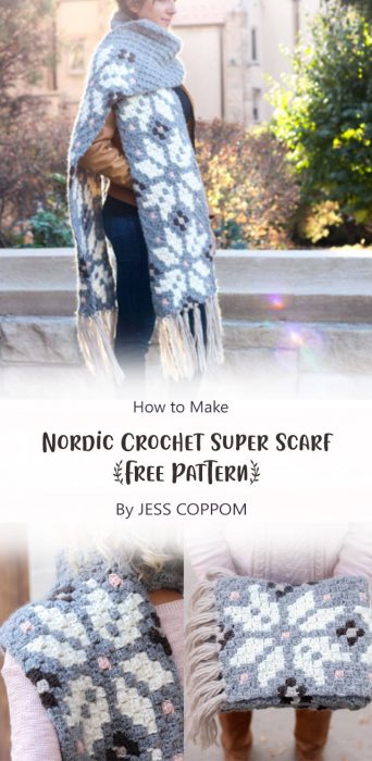 Nordic Crochet Super Scarf Free Pattern By JESS COPPOM