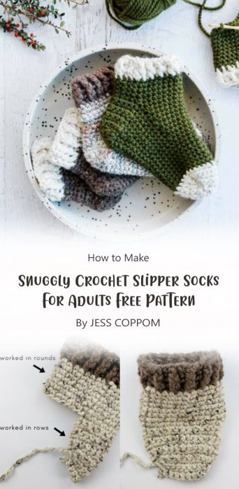 Snuggly Crochet Slipper Socks For Adults – Free Pattern By JESS COPPOM