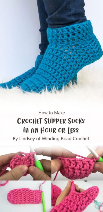 How to Crochet Slipper Socks in an Hour or Less By Lindsey of Winding Road Crochet