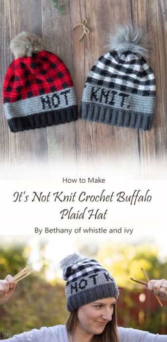 It’s Not Knit Crochet Buffalo Plaid Hat By Bethany of whistle and ivy