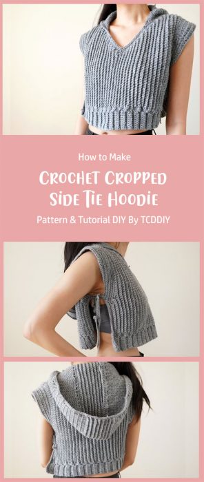 Crochet Cropped Side Tie Hoodie | Pattern & Tutorial DIY By TCDDIY