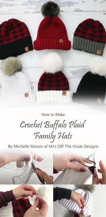 Crochet Buffalo Plaid Family Hats By Michelle Moore of MJ’s Off The Hook Designs