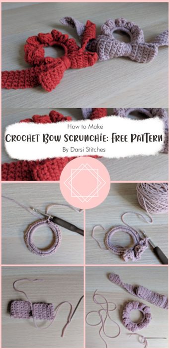 Crochet Bow Scrunchie Free Pattern By Darsi Stitches