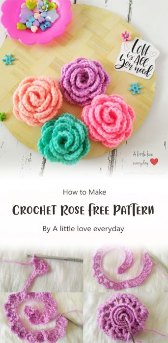 Crochet Rose Free Pattern By A little love everyday