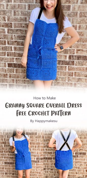 Granny Square Overall Dress  Free Crochet Pattern By Happymakesu