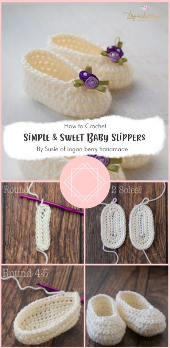 Simple & Sweet Baby Slippers – Free Crochet Pattern By Susie of logan berry handmade
