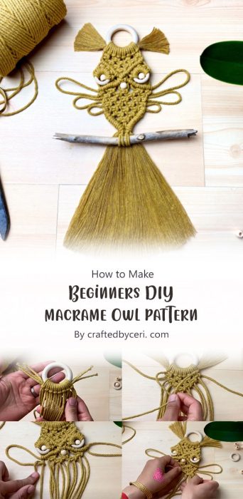 Beginners DIY macrame Owl pattern By craftedbyceri. com