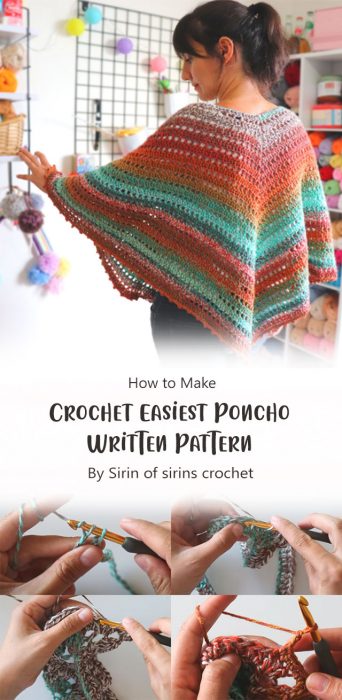 Crochet Easiest Poncho Written Pattern By Sirin of sirins crochet