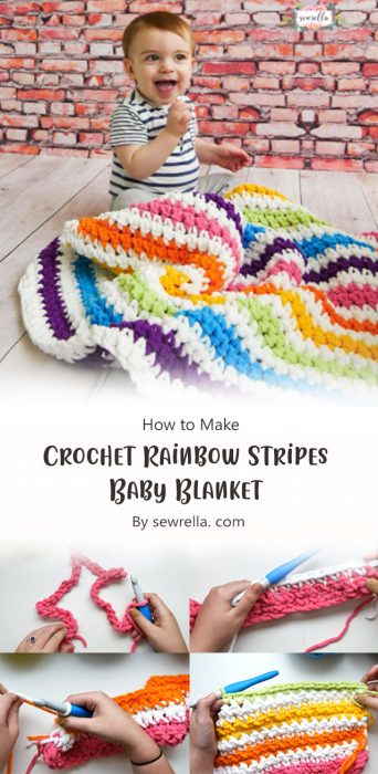 Crochet Rainbow Stripes Baby Blanket By sewrella. com