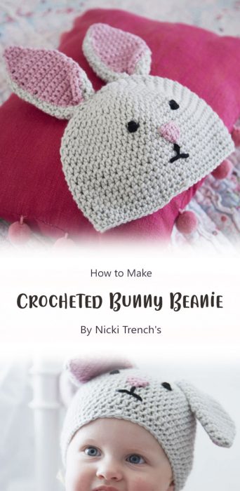 Crocheted Bunny Beanie By Nicki Trench's