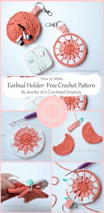 Earbud Holder- Free Crochet Pattern By Jennifer of A Crocheted Simplicity
