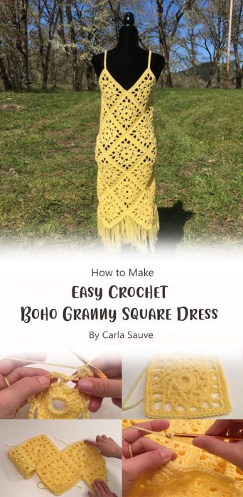 Easy Crochet Boho Granny Square Dress By Carla Sauve